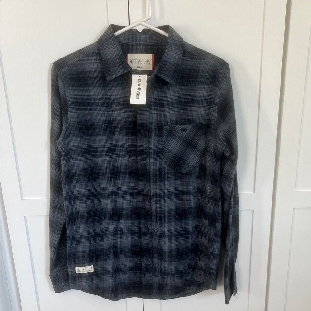 Active R/S Blue Checkered Flannel Shirt Pro Skater Skateboarding Shop Collection